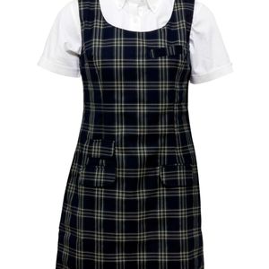 Relco Navy Tartan Pinafore Dress